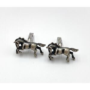 Horses Cufflinks Men Unisex Pewter Tone 3D Accessories